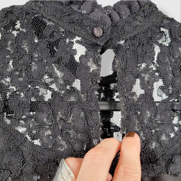 RARE VINTAGE Y2K MORBID Gothic Lace Blouse Black - Picture 9 of 14
